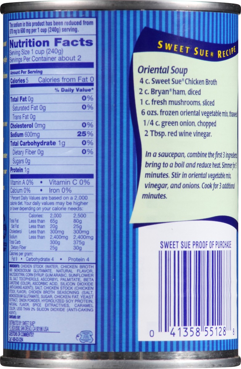 slide 13 of 14, Sweet Sue Reduced Sodium Chicken Broth 14.5 oz. Can, 14.5 oz