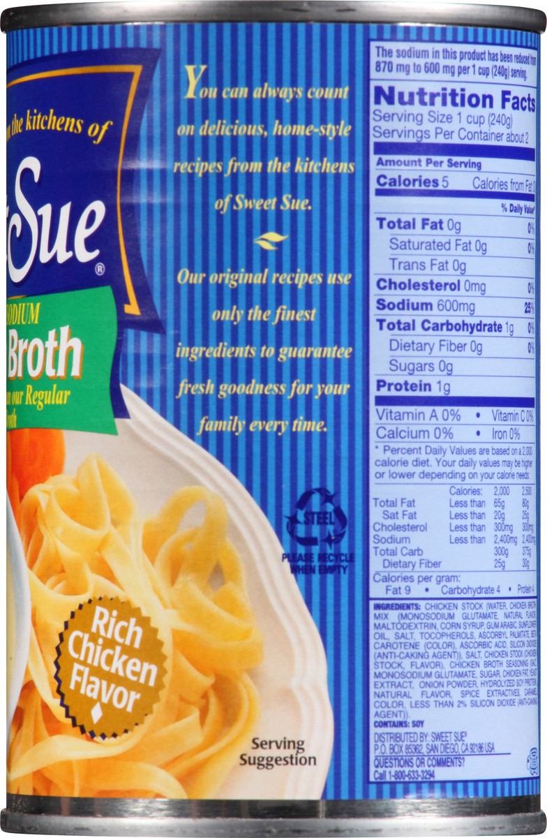 slide 8 of 14, Sweet Sue Reduced Sodium Chicken Broth 14.5 oz. Can, 14.5 oz