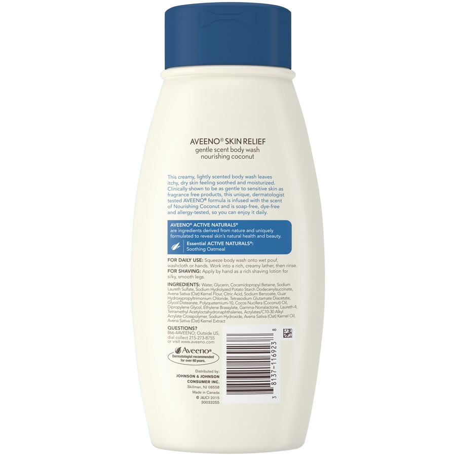 slide 6 of 6, Aveeno Skin Relief Nourishing Coconut Body Wash, 18 oz