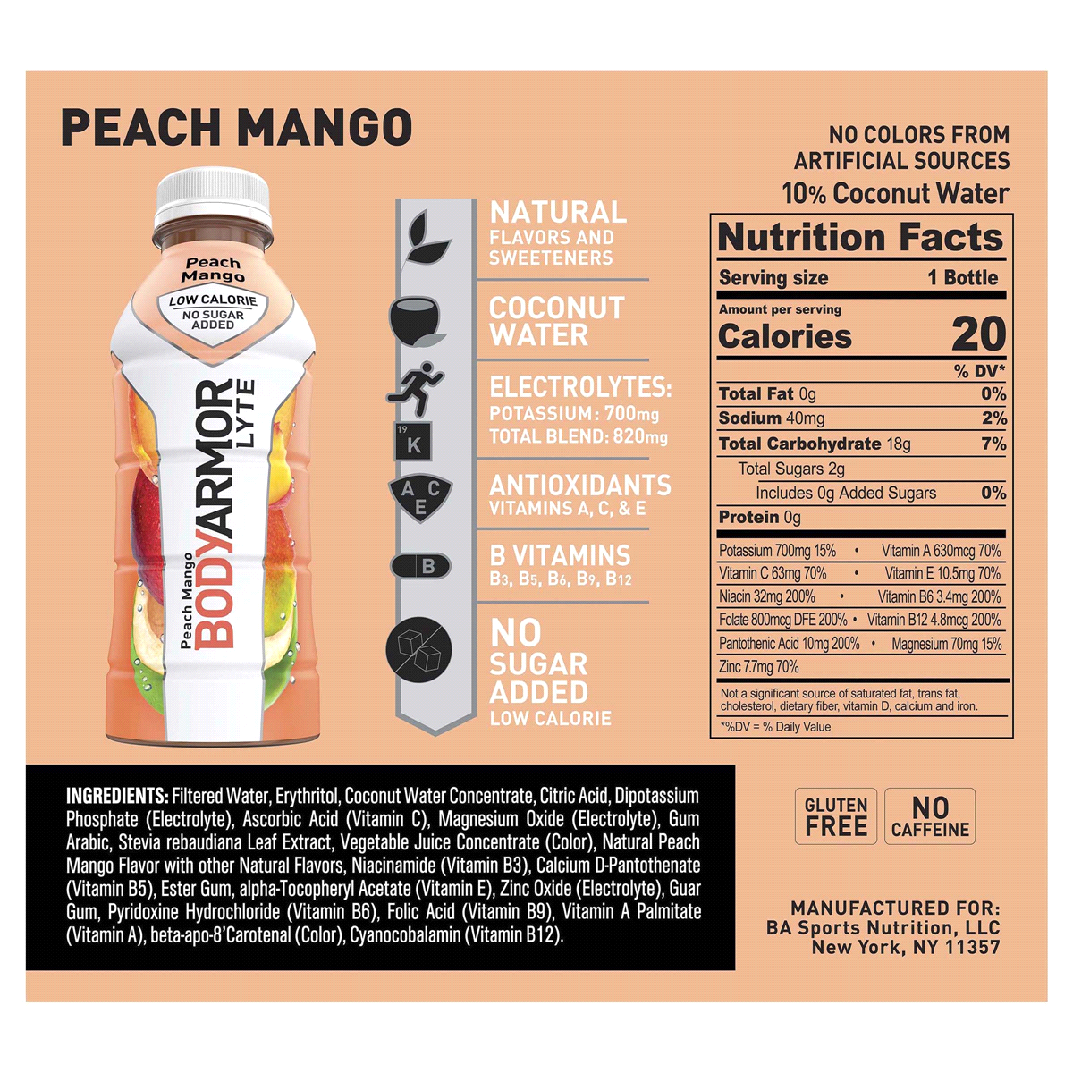 slide 3 of 6, BODYARMOR Lyte Peach Mango Sports Drink, 