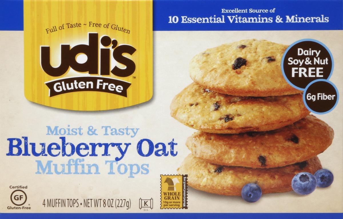 slide 4 of 4, Udi's Gluten Free Moist & Tasty Blueberry Oat Muffin Tops, 8 oz
