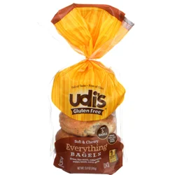 Udi's Gluten Free Soft & Chewy Everything Bagels 5 ea