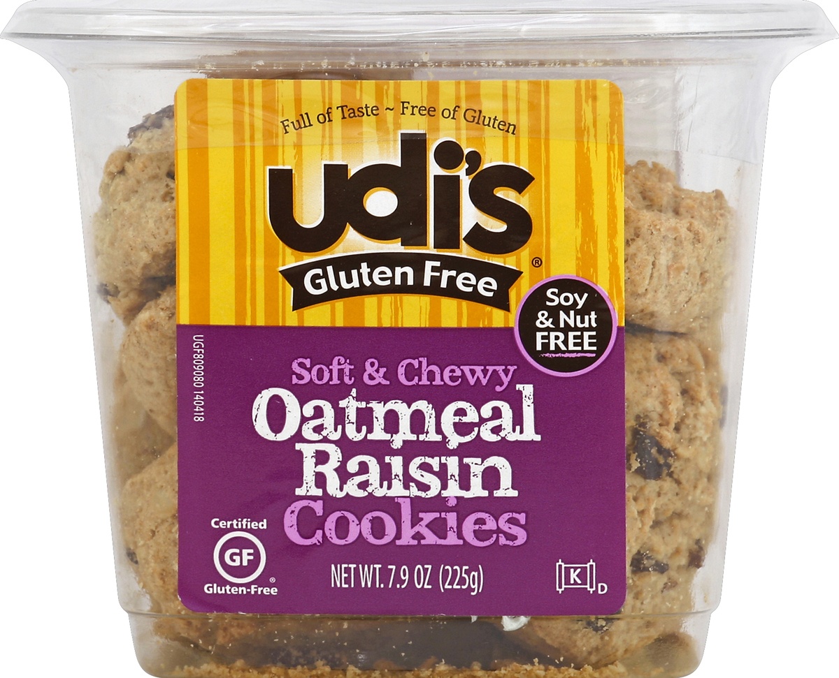 slide 4 of 4, Udi's Gluten Free Oatmeal Raisin Cookies, 7.9 oz