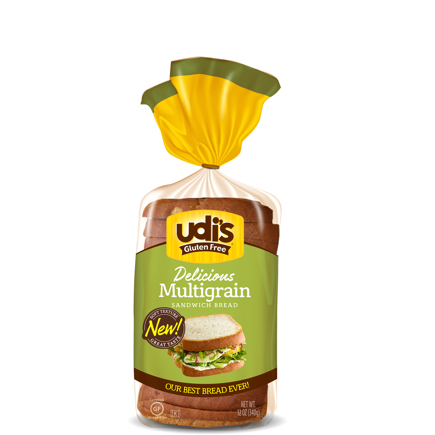 slide 1 of 1, Udi's Gluten Free Delicious Multigrain Sandwich Bread, Frozen, 12 oz., 12 oz