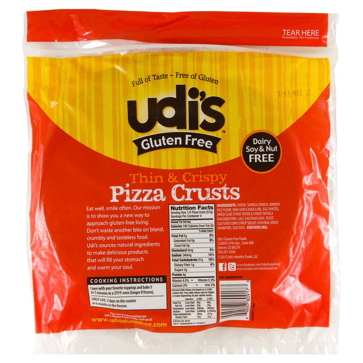 Udi's Gluten Free Pizza Crust 8 oz Shipt