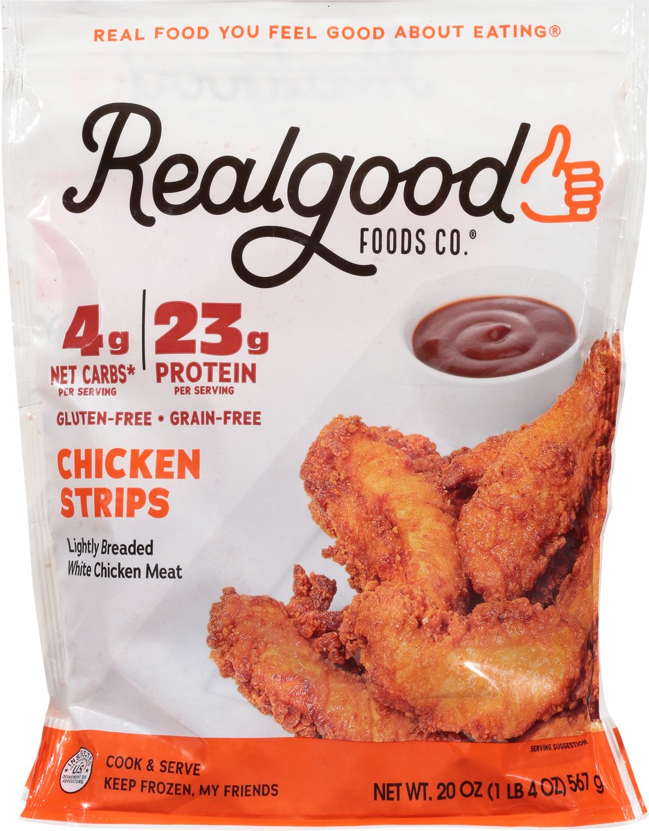 slide 9 of 9, Realgood Lightly Breaded Chicken Strips 20 oz, 20 oz