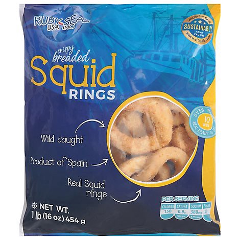 slide 1 of 1, Ruby Seas Breaded Squid Rings - 16 OZ, 16 oz