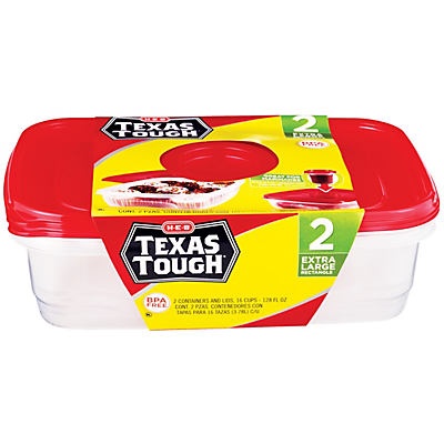 slide 1 of 1, H-E-B Texas Tough Extra Large Rectangle Food Storage Containers, 2 ct