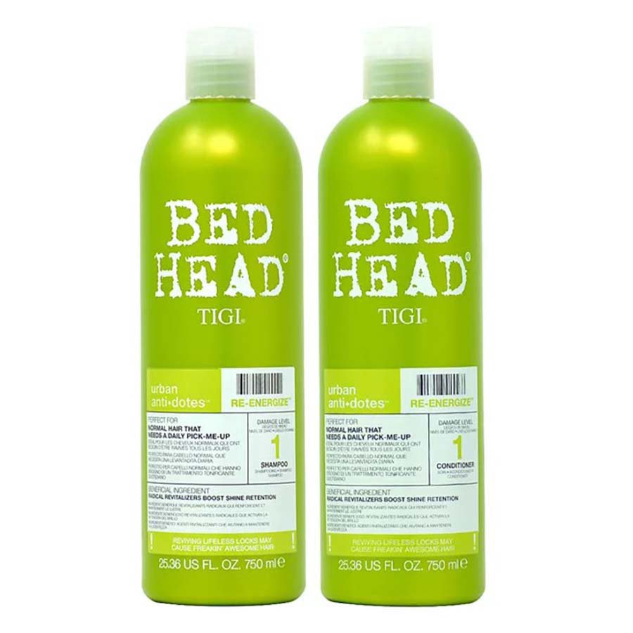 slide 1 of 1, Bed Head by TIGI Re-Energize Shampoo & Conditioner Duo, 25 oz