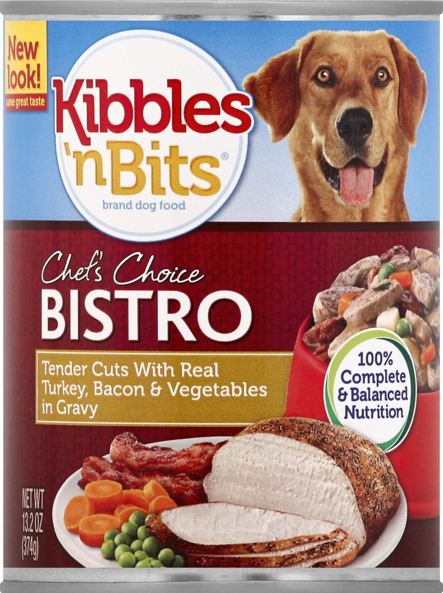 slide 2 of 6, Kibbles 'n Bits Tender Cuts with Turkey, Bacon, & Vegetables in Gravy, 13.2 oz