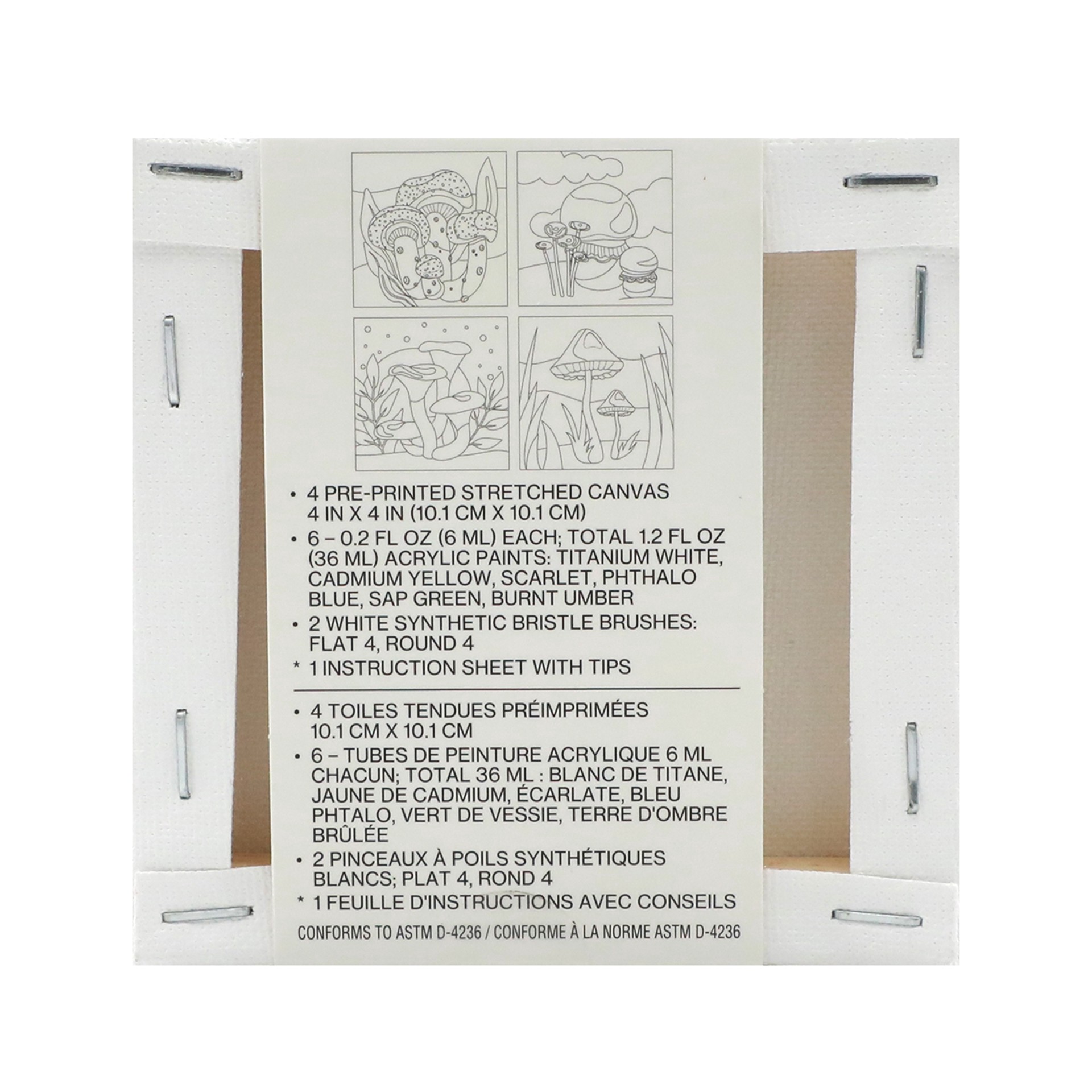 slide 7 of 8, Craft Smart 4" X 4" Mushrooms Canvas Painting Kit By Craft Smith, 4 in x 4 in