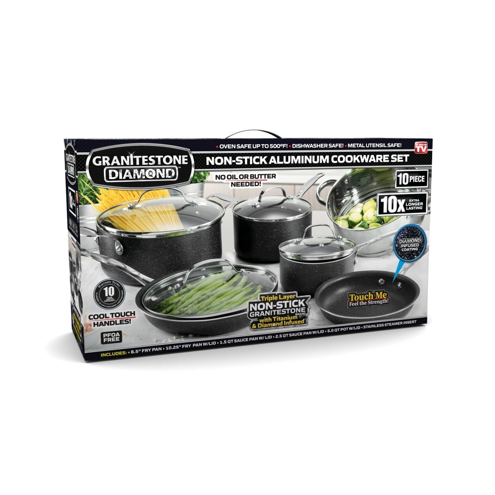 slide 2 of 4, Granitestone Diamond Cookware Set, 10 ct