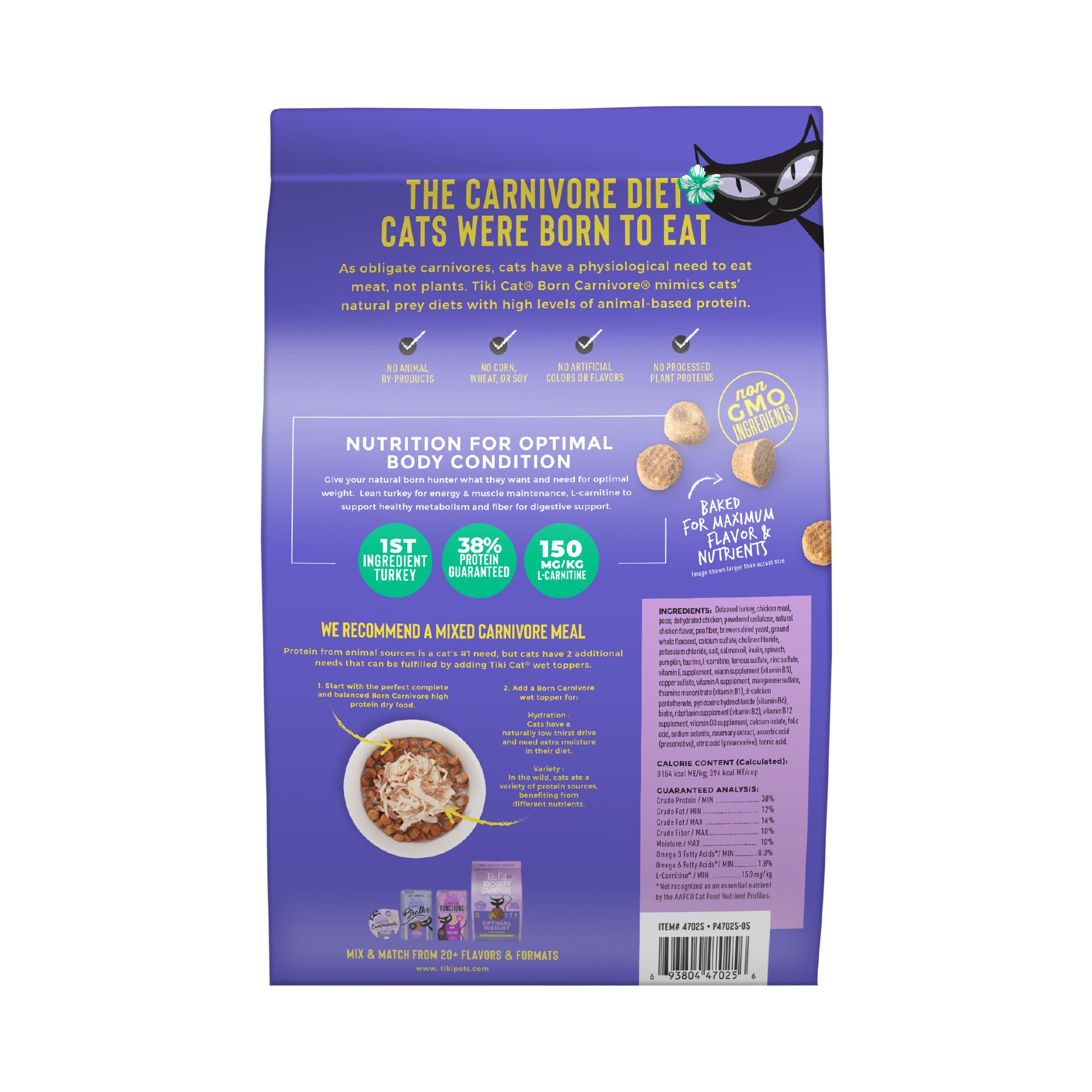 slide 3 of 7, Tiki Cat Born Carnivore Turkey Light Dry Food, 2.8 lb