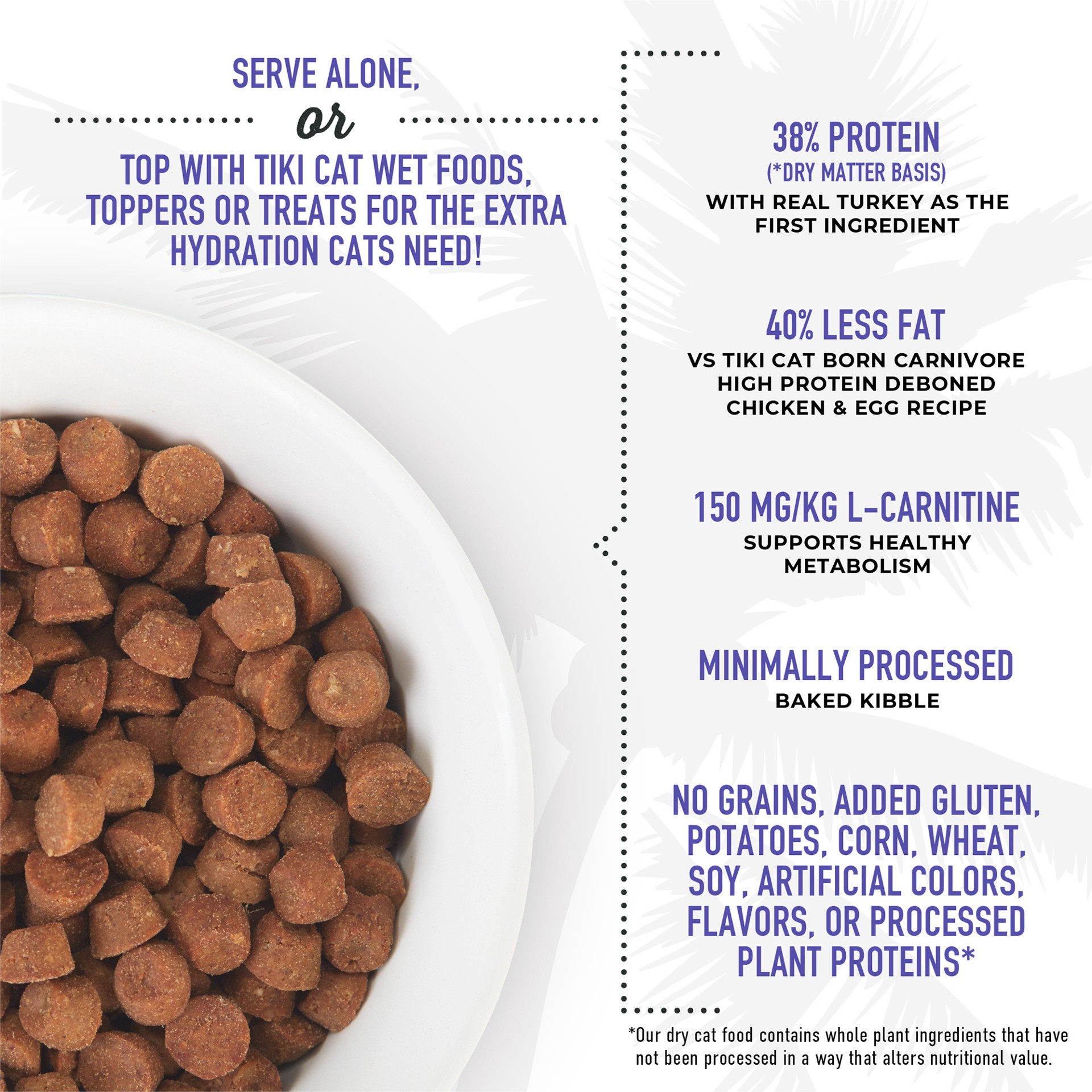 slide 4 of 7, Tiki Cat Born Carnivore Turkey Light Dry Food, 2.8 lb