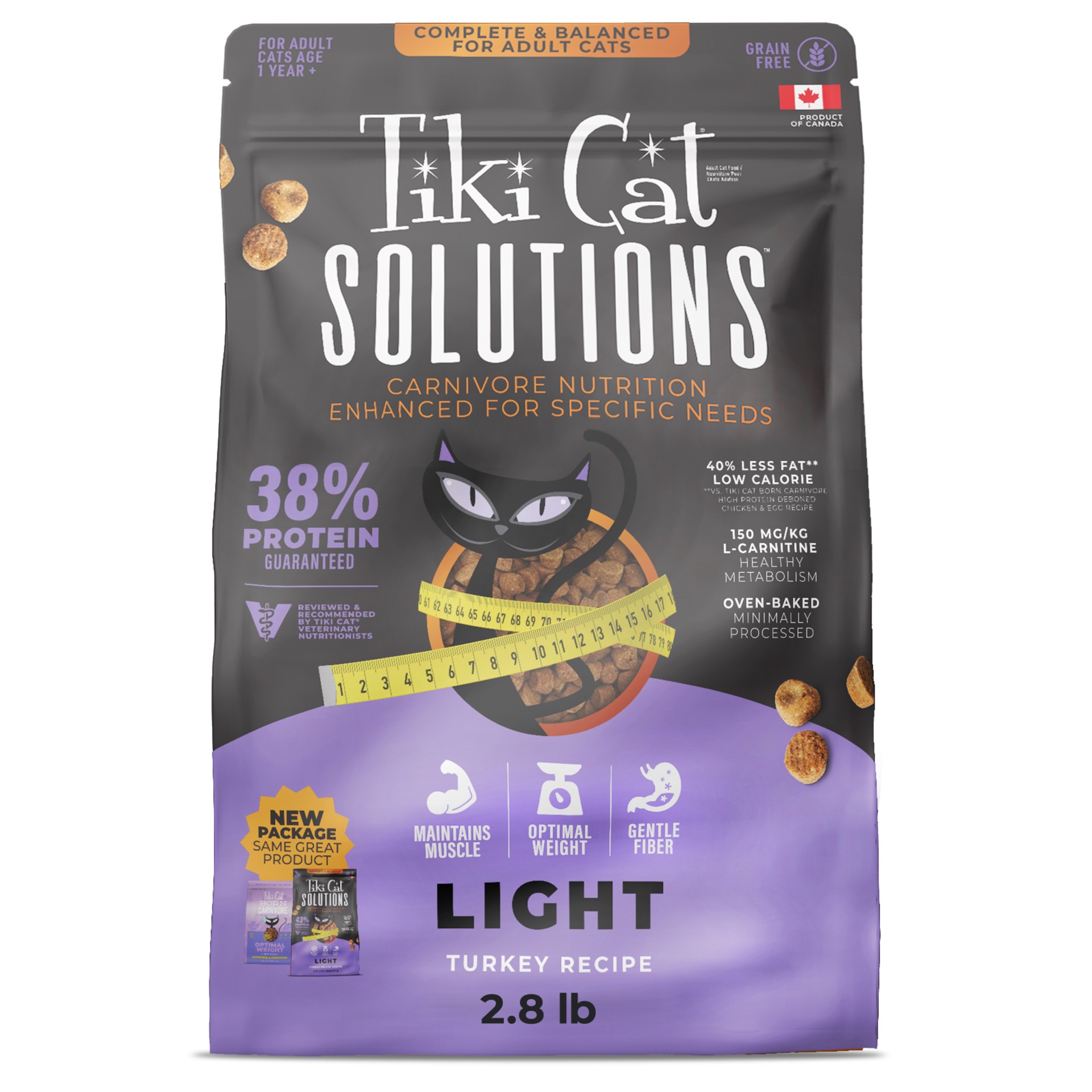 slide 1 of 7, Tiki Cat Born Carnivore Turkey Light Dry Food, 2.8 lb