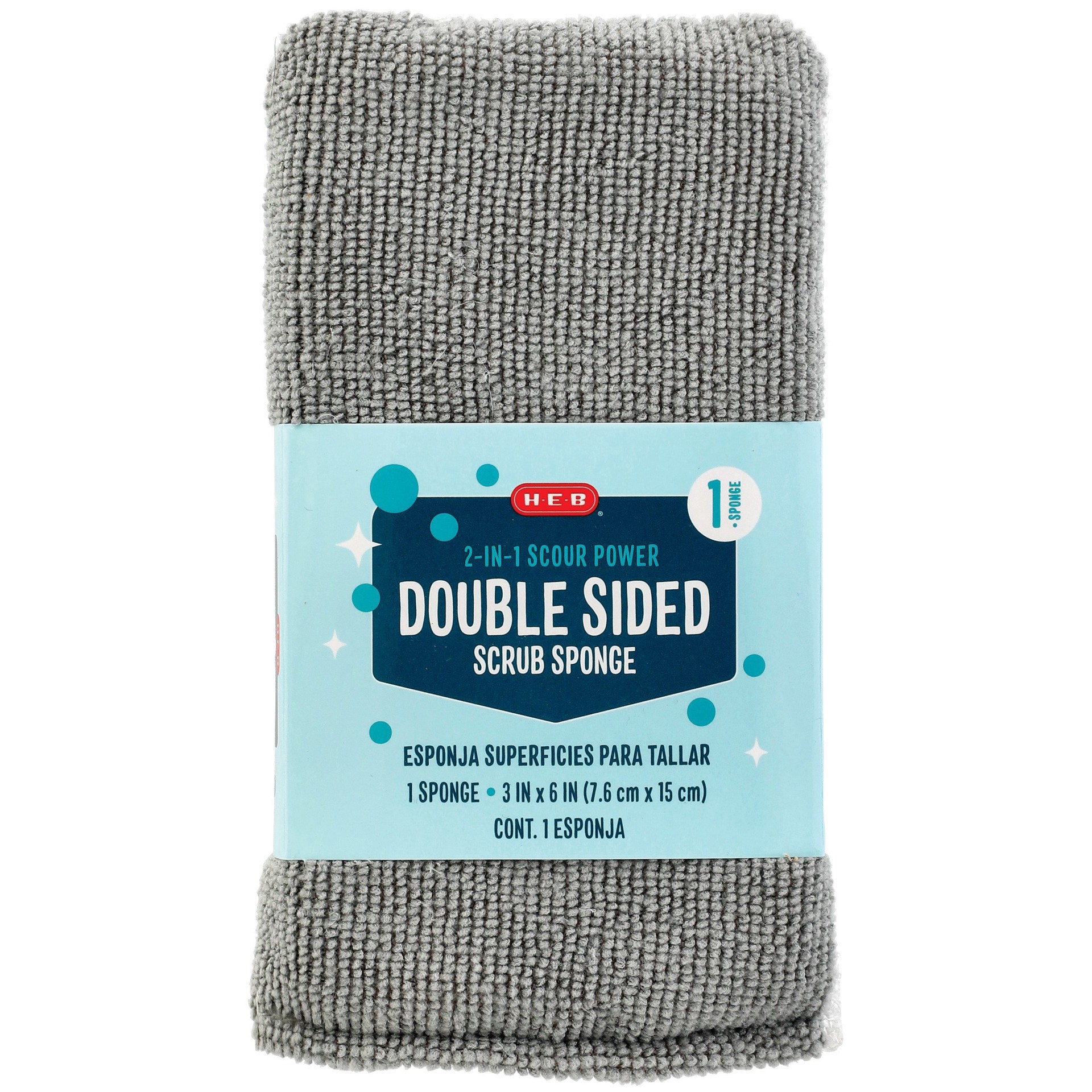 slide 1 of 1, H-E-B Dual Sided Scrub Sponge, 3 in x 6 in