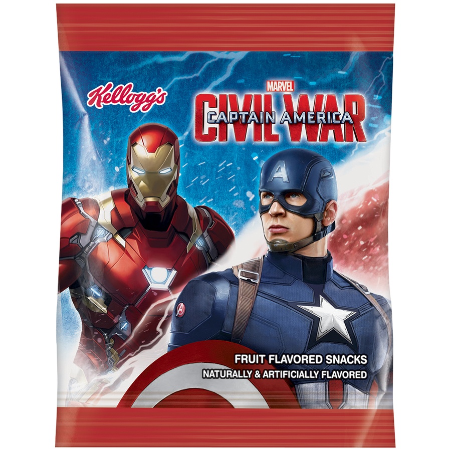 slide 1 of 7, Kelloggs Civil War Captain America Fruit Flavored Snacks Box, 8 oz