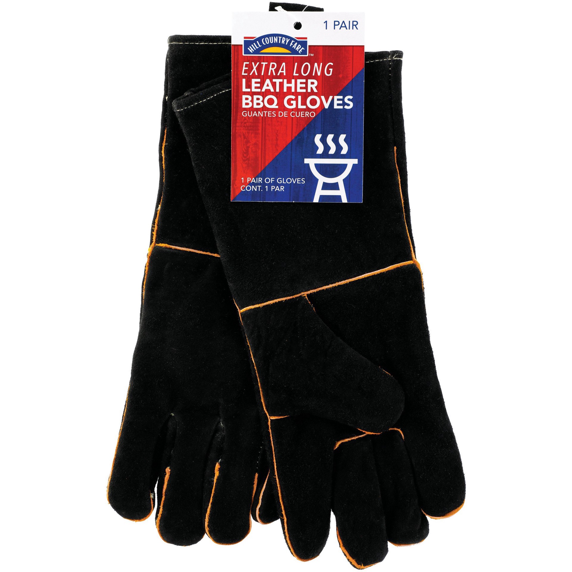 slide 1 of 1, Mr. Bar-B-Q Sear' N Smoke Extra Long Leather BBQ Gloves, 1 ct