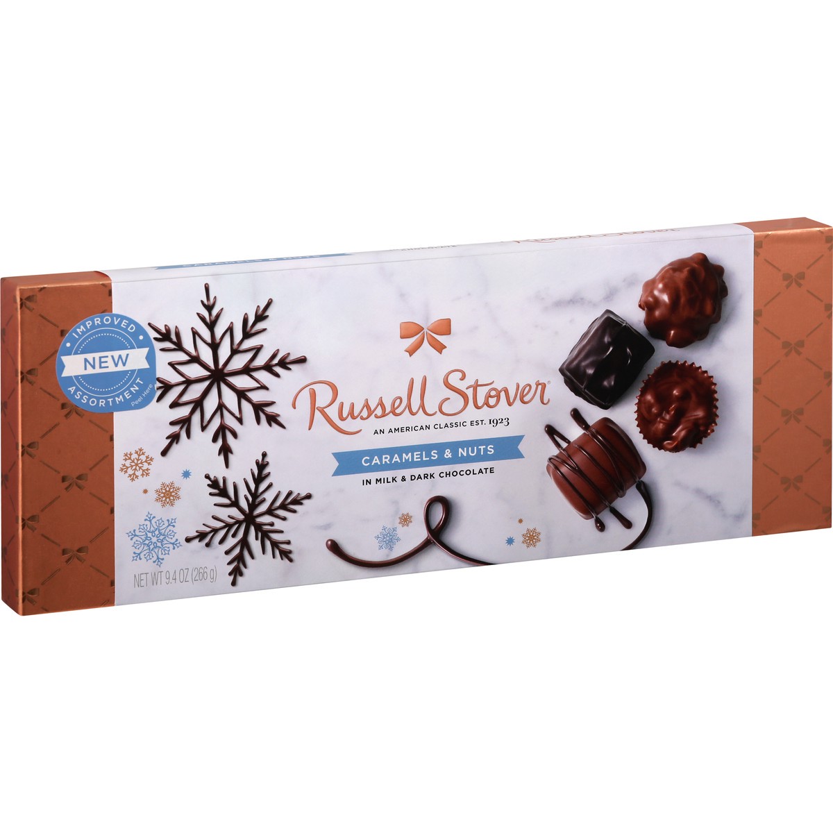 slide 2 of 10, Russell Stover Holiday Nut Chew Crisp Chocolate Giftbox, 9.4 oz