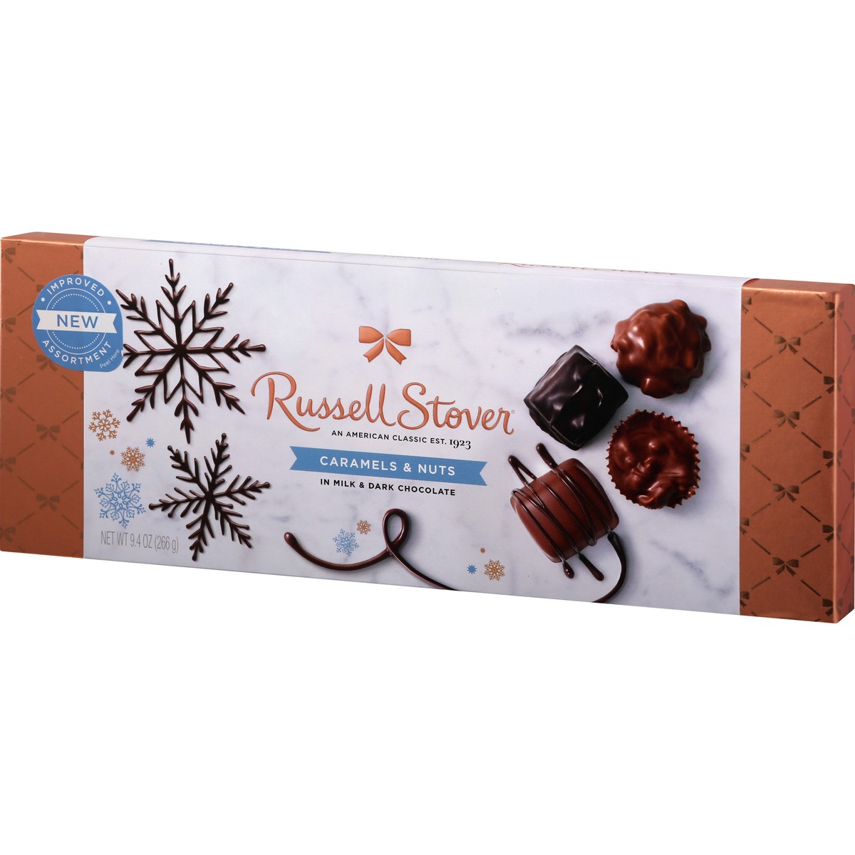 slide 6 of 10, Russell Stover Holiday Nut Chew Crisp Chocolate Giftbox, 9.4 oz