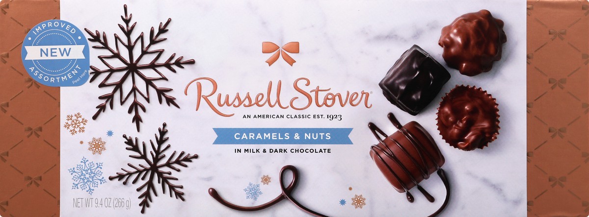 slide 7 of 10, Russell Stover Holiday Nut Chew Crisp Chocolate Giftbox, 9.4 oz