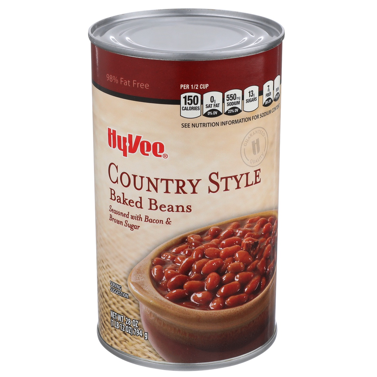 slide 1 of 1, Hy-vee Country Style With Bacon & Brown Sugar Baked Beans, 28 oz