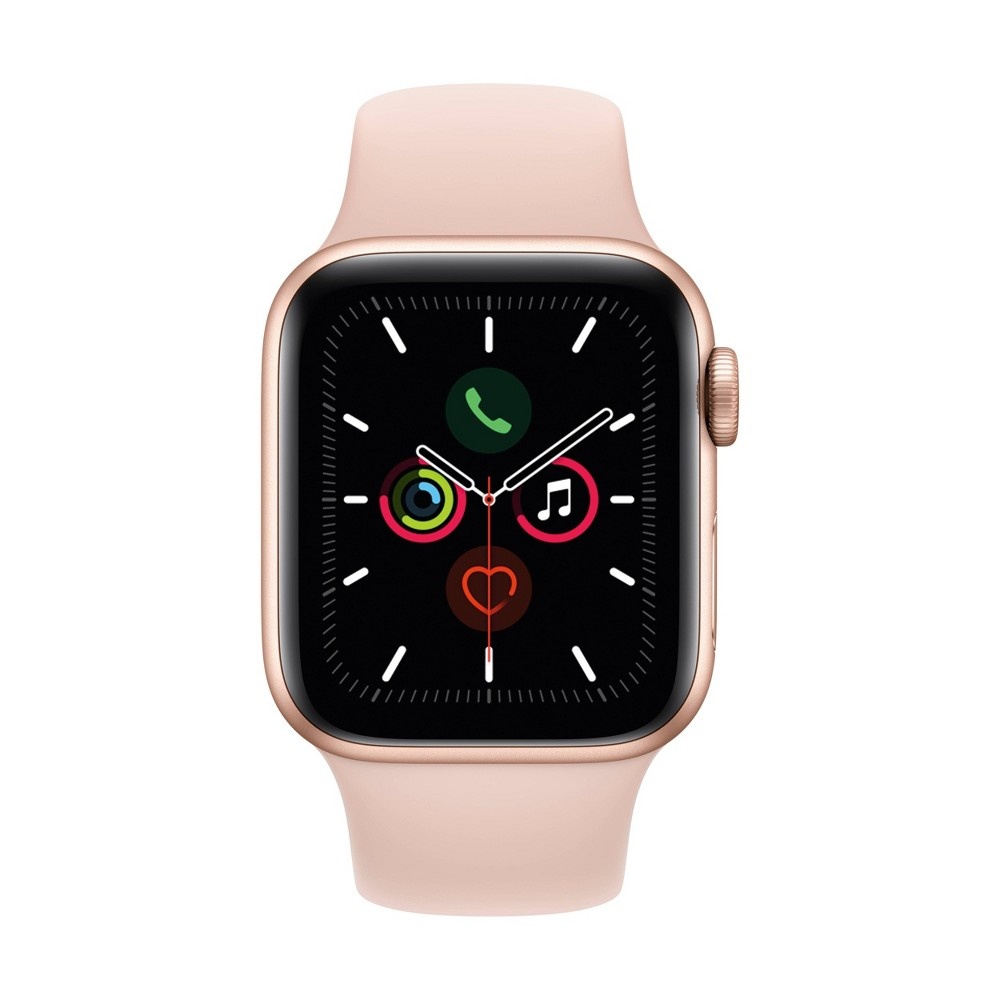 slide 2 of 2, Apple Watch Series 5 GPS, 40mm Gold Aluminum Case with Pink Sand Sport Band, 1 lb