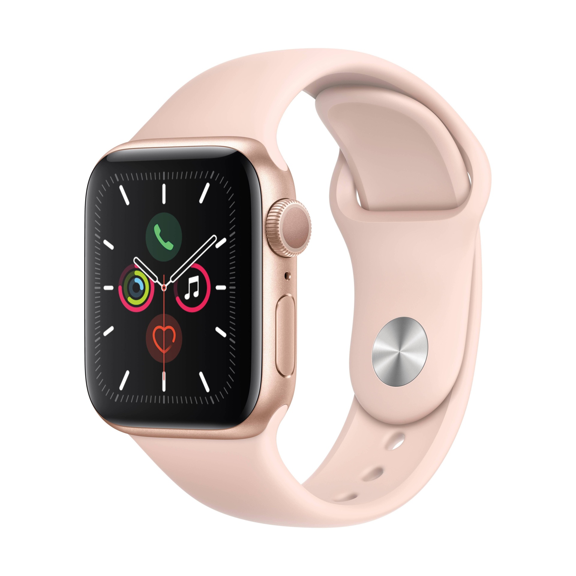 slide 1 of 2, Apple Watch Series 5 GPS, 40mm Gold Aluminum Case with Pink Sand Sport Band, 1 lb