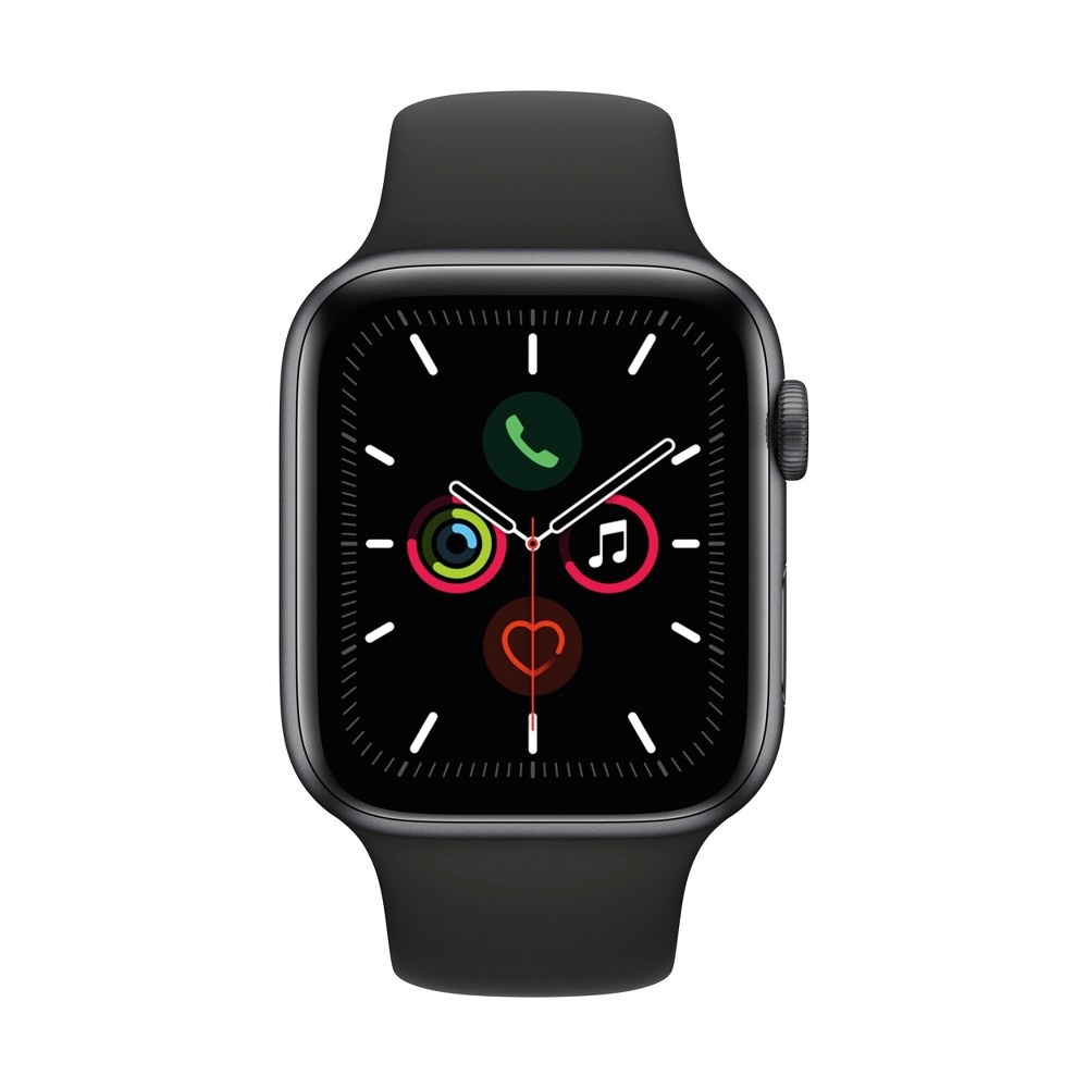 slide 2 of 2, Apple Watch Series 5 GPS, 44mm Space Gray Aluminum Case with Black Sport Band, 1 lb