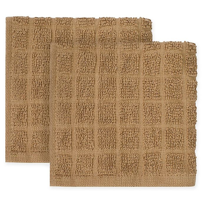 slide 1 of 1, KitchenSmart Colors Solid Windowpane Dish Cloth - Mocha, 2 ct