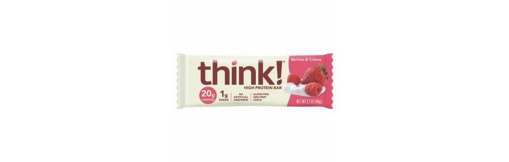 slide 3 of 4, thinkThin think! High Protein Berries & Cream Bars, 5 ct