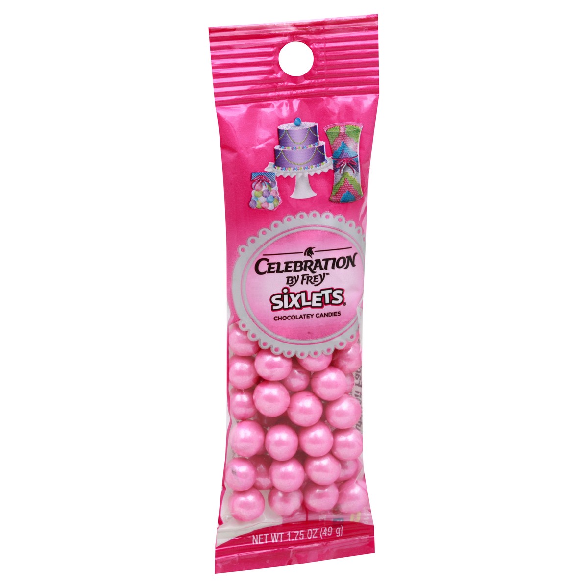 slide 2 of 12, Celebration Sixlets Shimmer Bright Pink Chocolatey Candies 1.75 oz, 1.75 oz