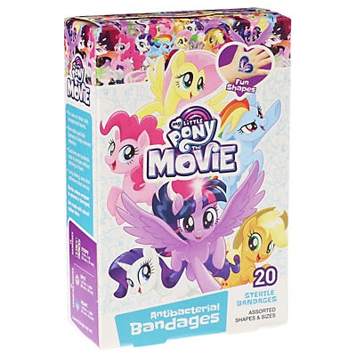 slide 1 of 1, My Little Pony Adhesive Bandages Antibacterial, 20 ct