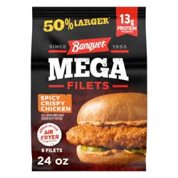 Banquet MEGA Filets Spicy Crispy Chicken Filets, Frozen Meal, 24 oz., 6-Count