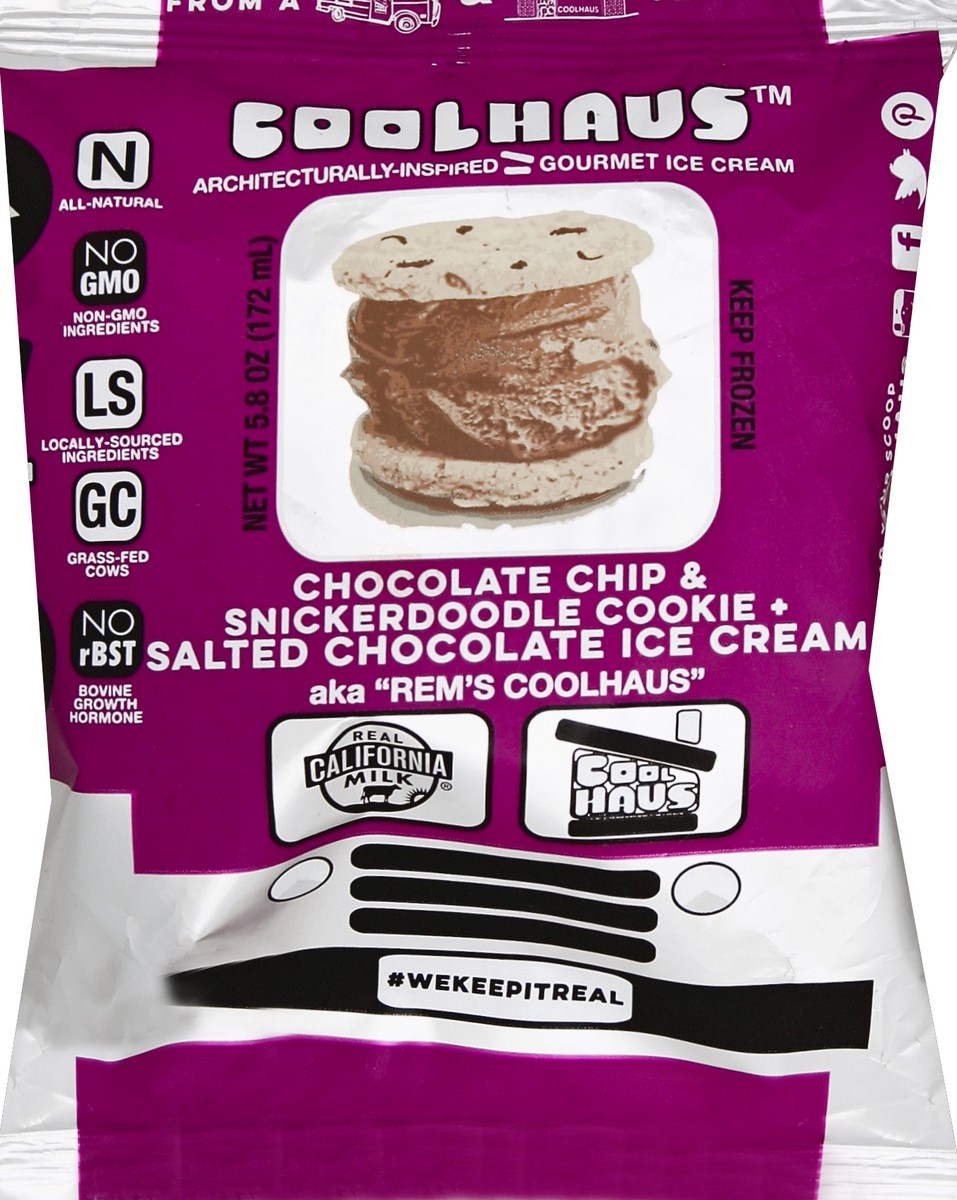 slide 5 of 5, Coolhaus Chocolate Chip Snickerdoodle Cookie Salted Chocolate Ice Cream Sandwich, 5.8 oz