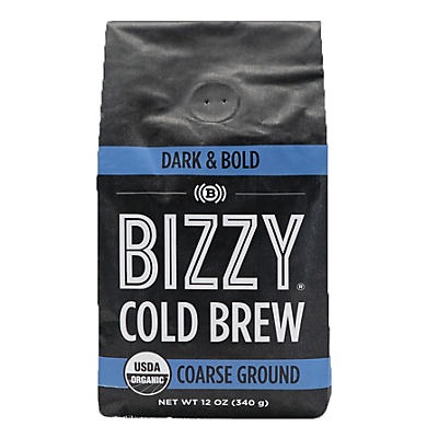 slide 1 of 1, Bizzy Coffee Dark & Bold Course Ground Cold Brew Coffee, 12 oz