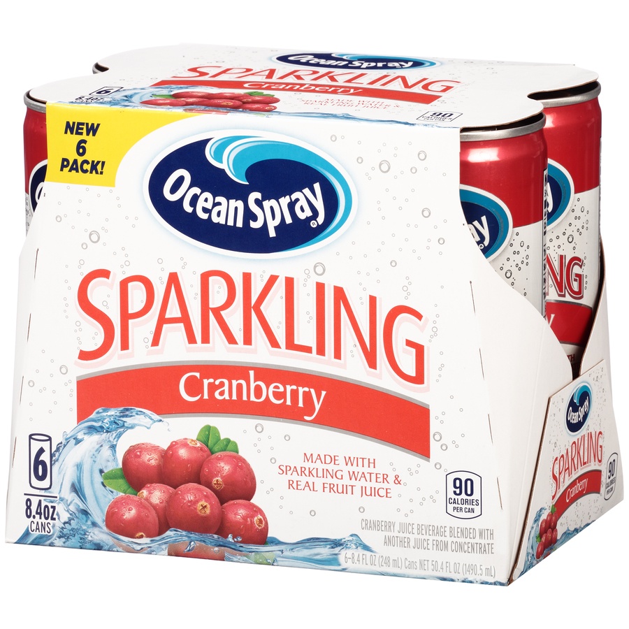 slide 3 of 8, Ocean Spray Sparkling Cranberry Bottles, 6 ct; 8.4 fl oz