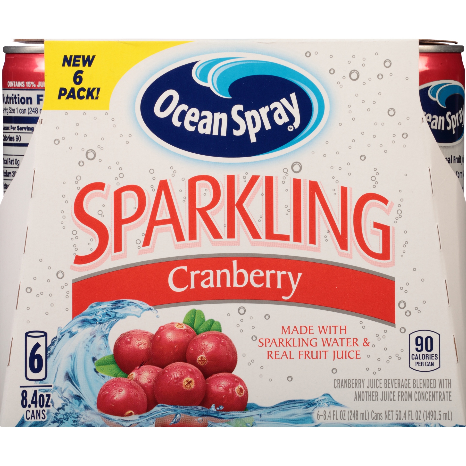 slide 6 of 8, Ocean Spray Sparkling Cranberry Bottles, 6 ct; 8.4 fl oz