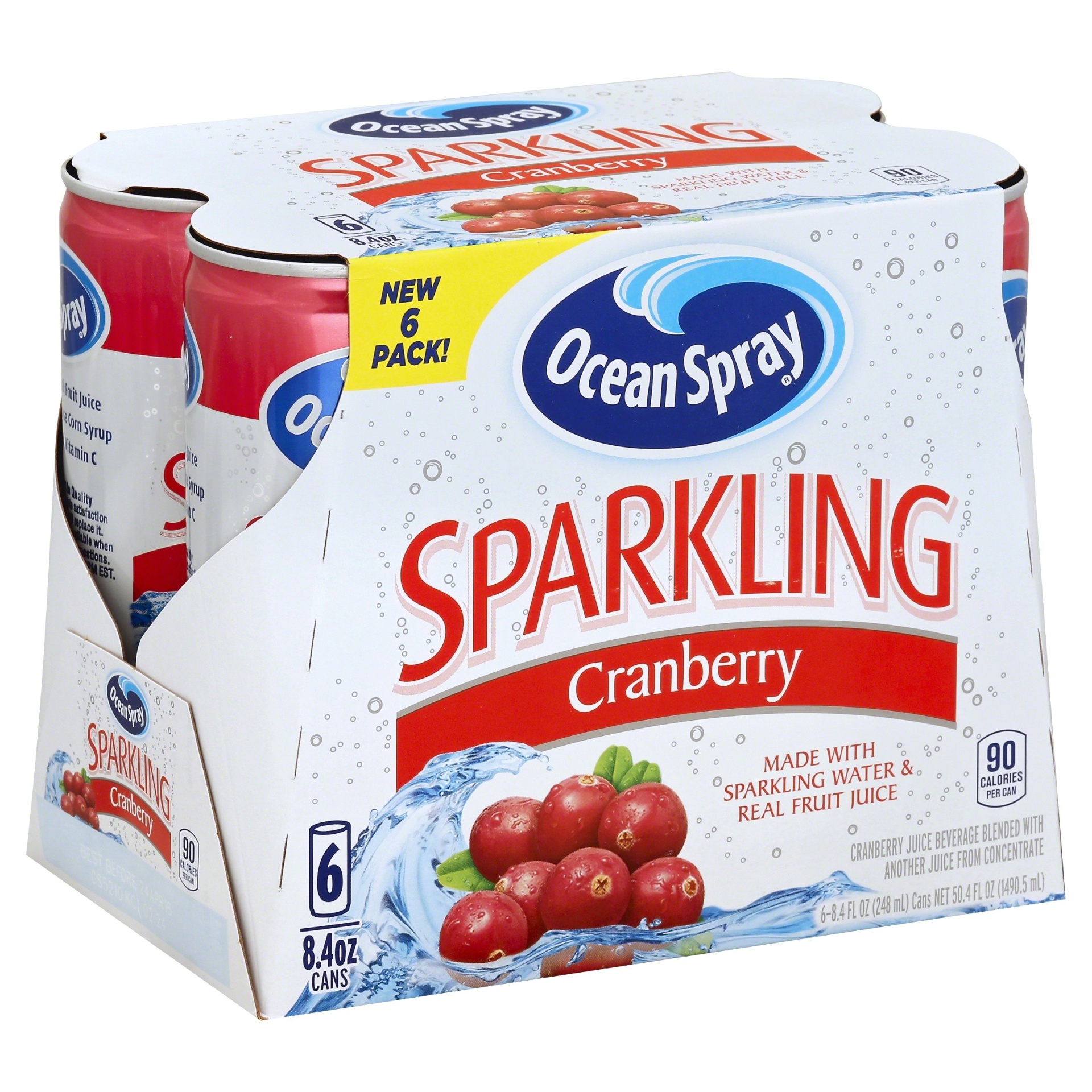 slide 1 of 8, Ocean Spray Sparkling Cranberry Bottles, 6 ct; 8.4 fl oz