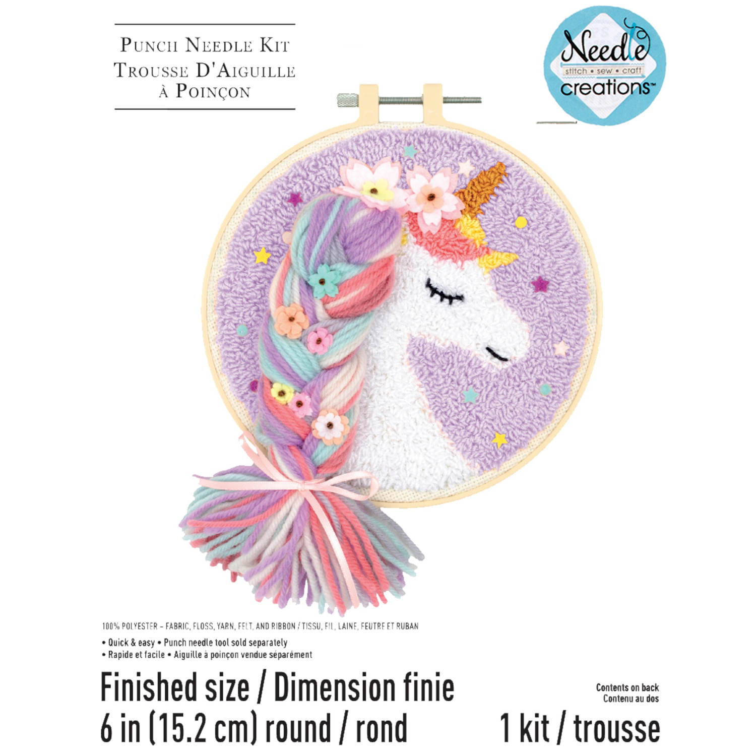 slide 1 of 3, Jaftex NC Punch Needle Kit Unicorn 6in, 6 in