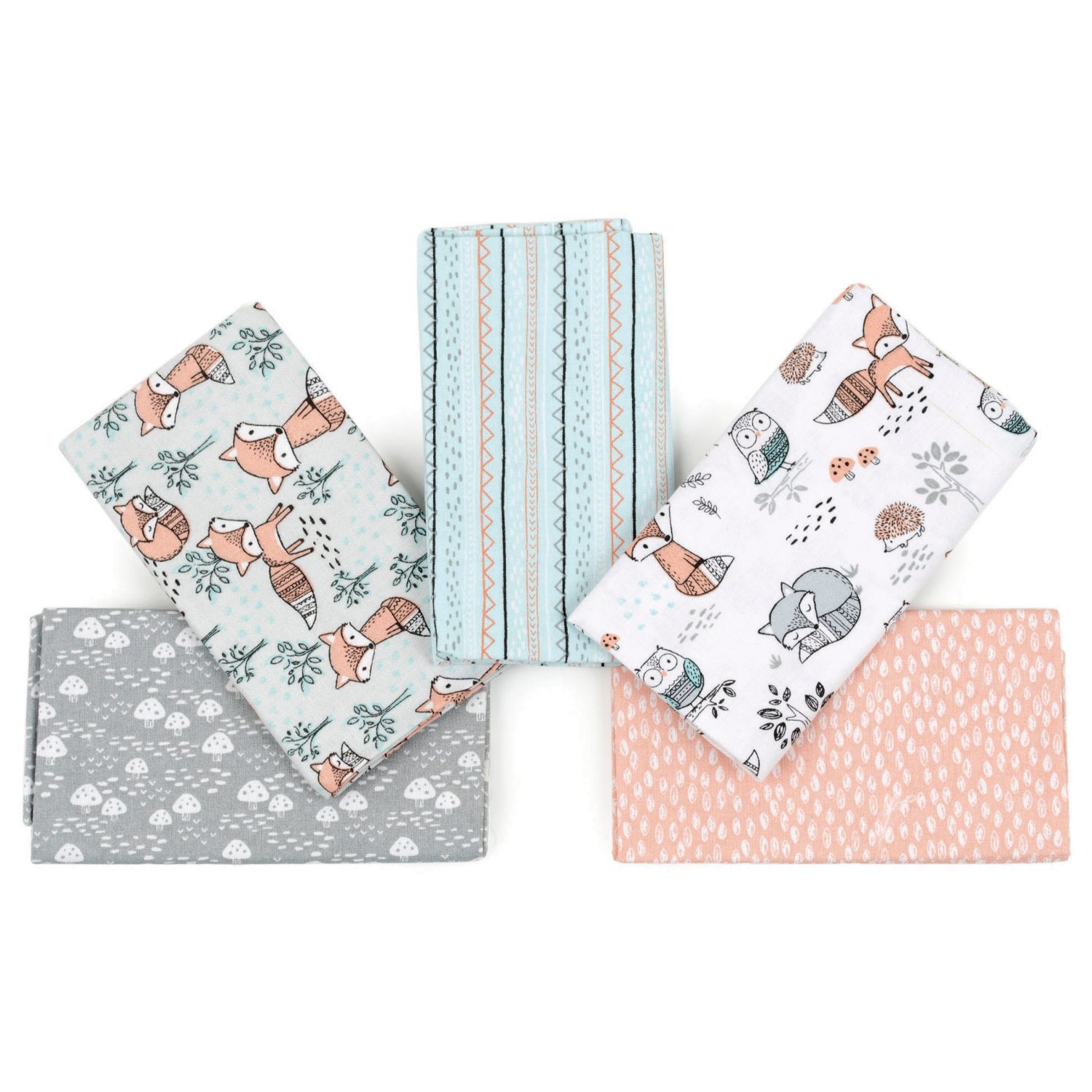 slide 2 of 2, Fabric Palette, 18in x 21in Charming Woodland Fabric Bundle, 5-piece, 18 in