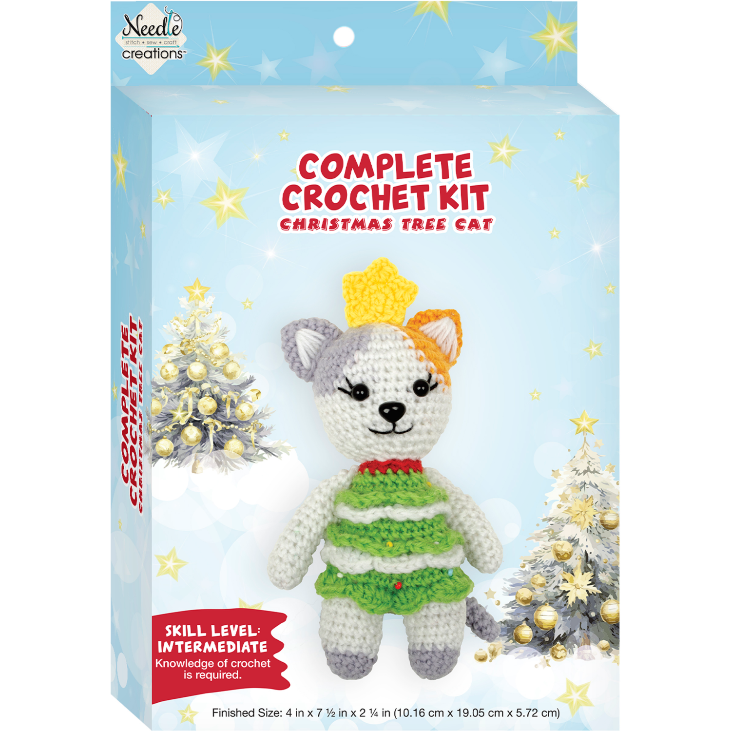 slide 1 of 4, Tree Cat Crochet Kit, 7.5 in