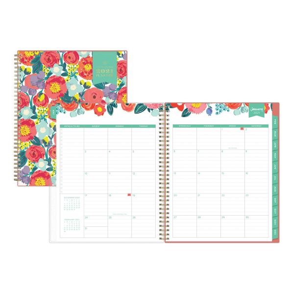 slide 2 of 4, Blue Sky Day Designer Weekly/Monthly Planner, 8-1/2'' X 11'', Floral Sketch, January To December 2021, 122191, 1 ct