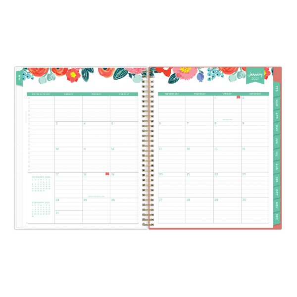 slide 4 of 4, Blue Sky Day Designer Weekly/Monthly Planner, 8-1/2'' X 11'', Floral Sketch, January To December 2021, 122191, 1 ct