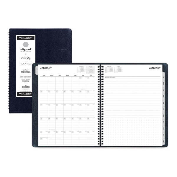 slide 3 of 5, Blue Sky Aligned Pajco Weekly/Monthly Planner, 8-1/4'' X 11'', Multicolor, January To December 2021, 123847, 1 ct