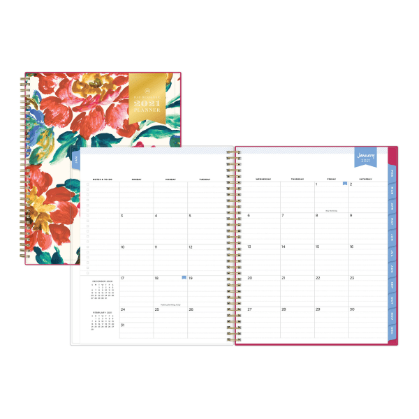 slide 2 of 4, Blue Sky Day Designer Weekly/Monthly Planner, 8-1/2'' X 11'', Vintage Floral, January To December 2021, 124772, 1 ct