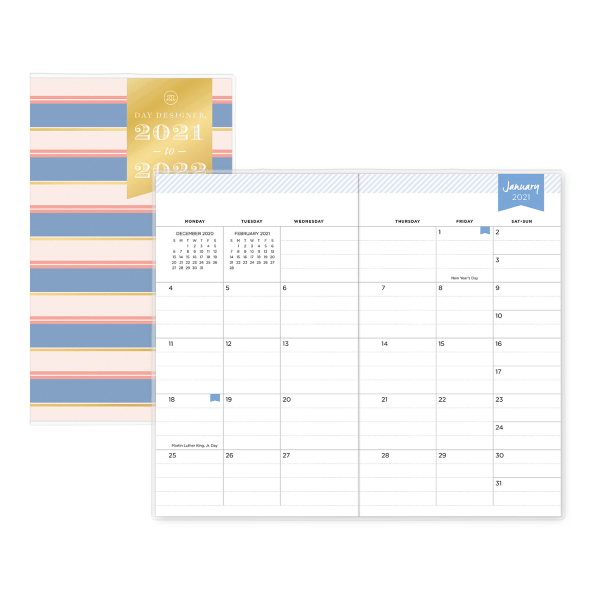 slide 2 of 3, Blue Sky Day Designer Monthly Planner, 6-1/8'' X 3-5/8'', Brighton Stripe, January To December 2021, 124773, 1 ct