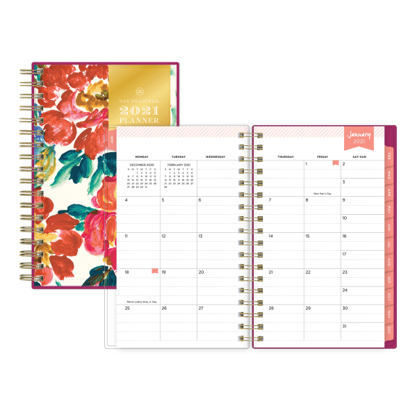 slide 2 of 4, Blue Sky Day Designer Weekly/Monthly Planner, 6-1/8'' X 3-5/8'', Vintage Floral, January To December 2021, 124781, 1 ct