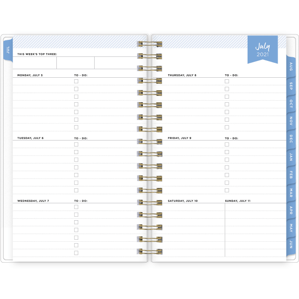 slide 3 of 9, Blue Sky Day Designer Weekly/Monthly Academic Pp Planning Calendar, 3-5/8 X 6-1/8, Floret Stripe, July 2021 To June 2022, 1 ct