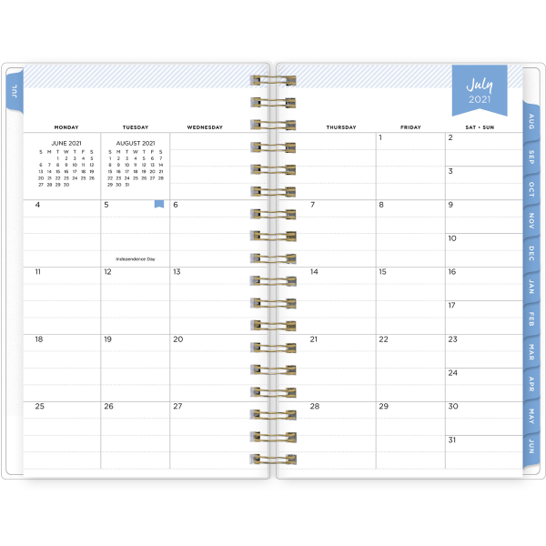 slide 4 of 9, Blue Sky Day Designer Weekly/Monthly Academic Pp Planning Calendar, 3-5/8 X 6-1/8, Floret Stripe, July 2021 To June 2022, 1 ct